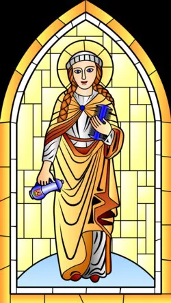 Icon of St. Verena holding a comb and a pitcher of water